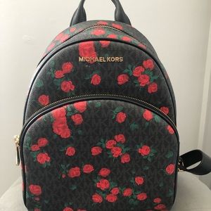 Rose Red Black MK Backpack